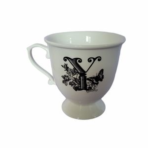 Anthropologie Y Monogram Initial Footed Mug